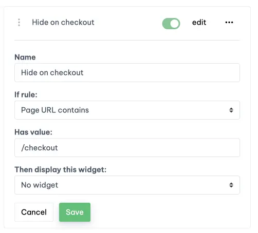 Hide on checkout