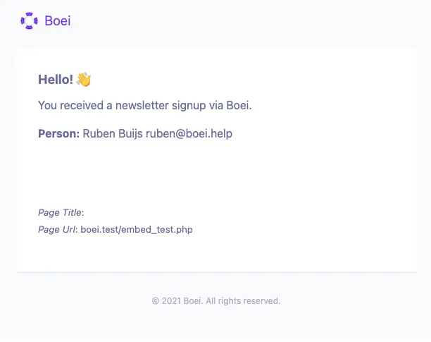 Newsletter Signup Email