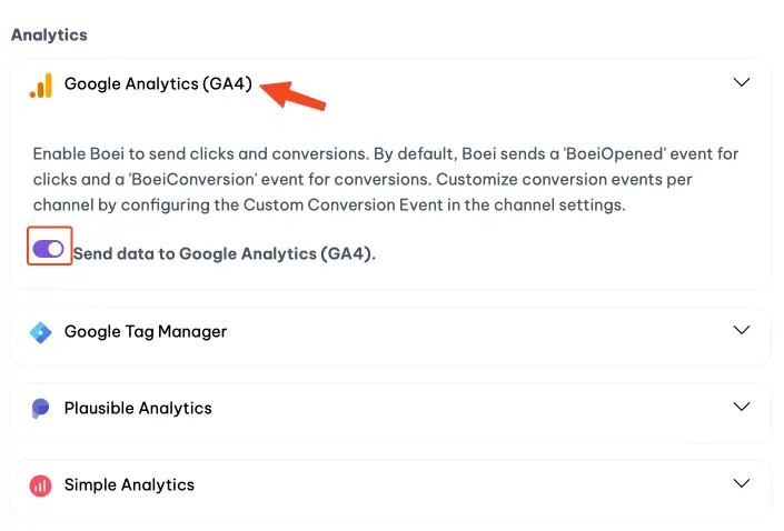 Analytics settings