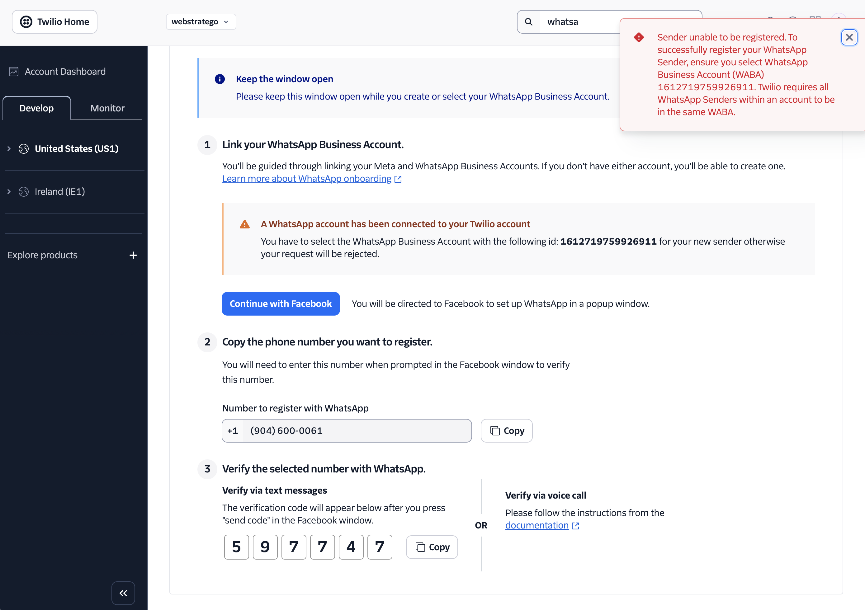 Sender registration error