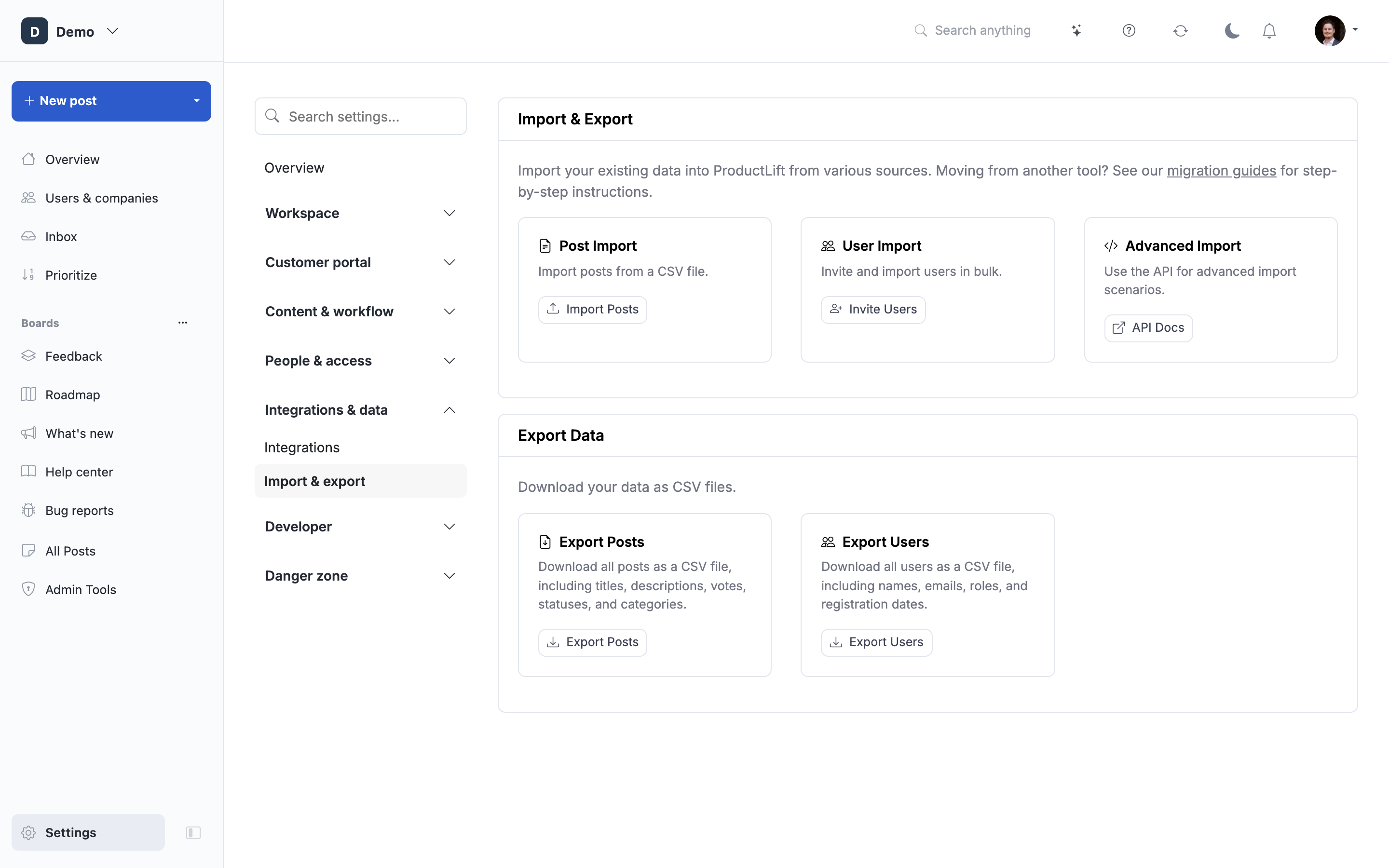 Importing feedback from a spreadsheet or another tool