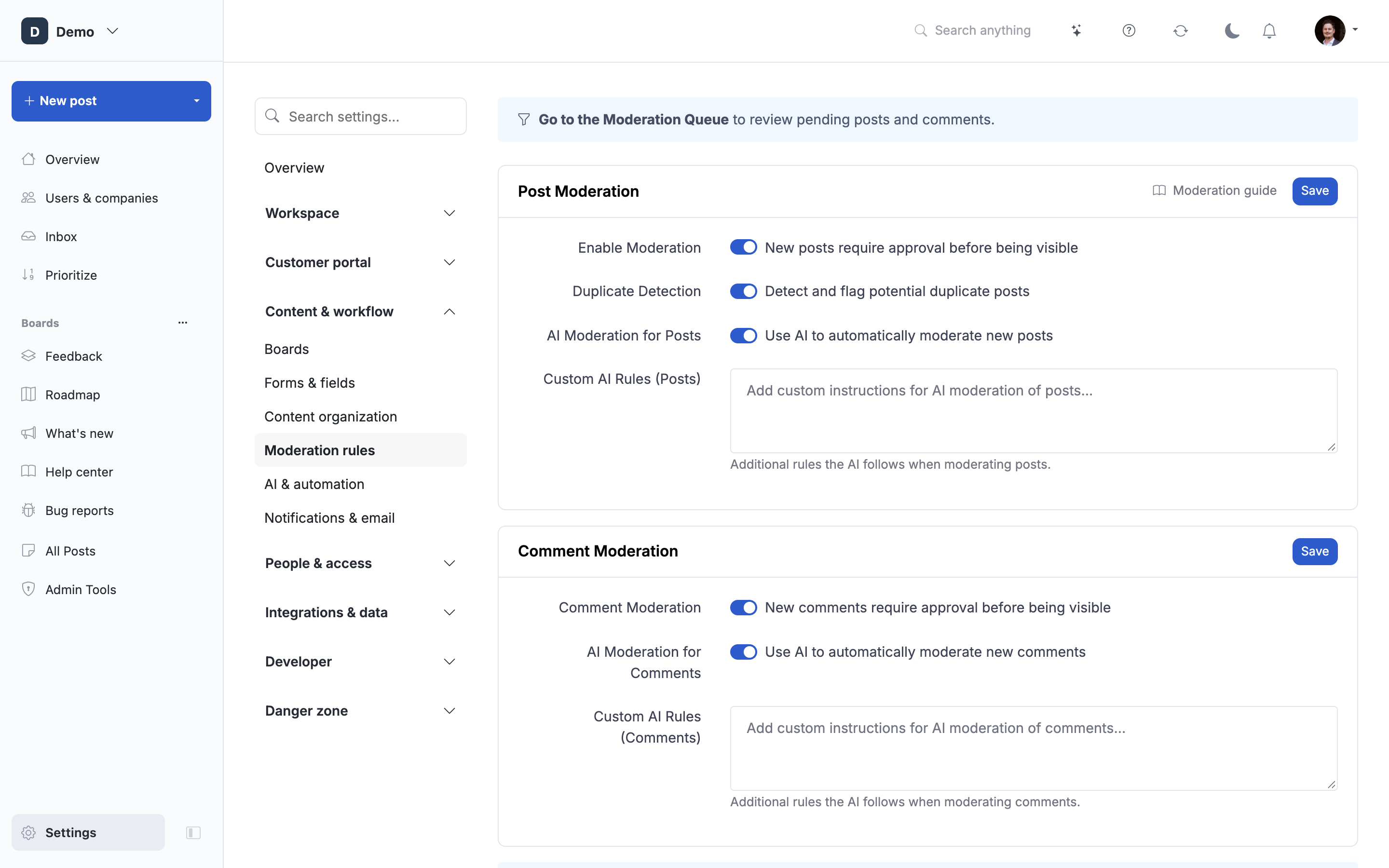 The rules that decide what gets published automatically.