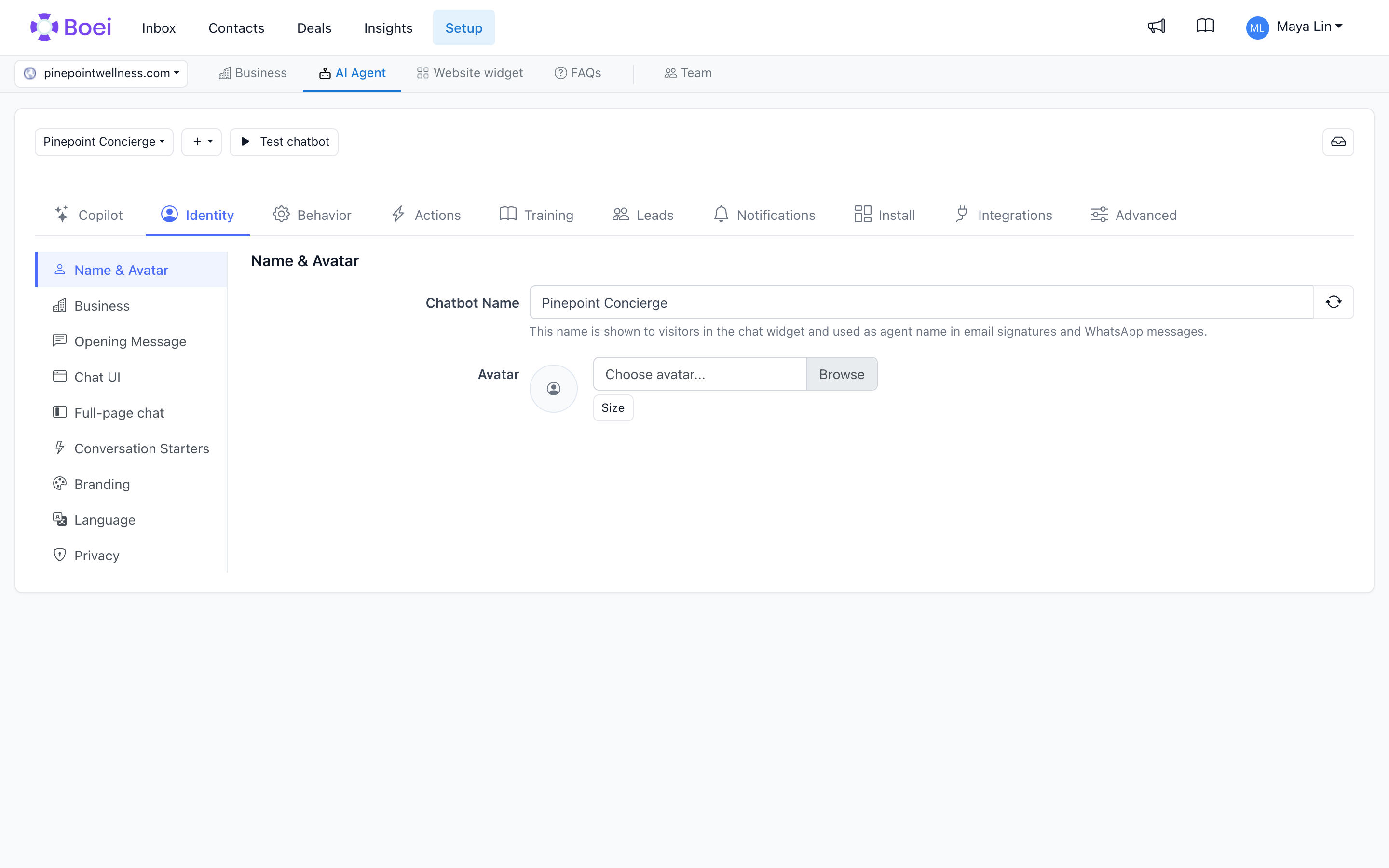 Your chatbot: who it is, and what it tells visitors about you.