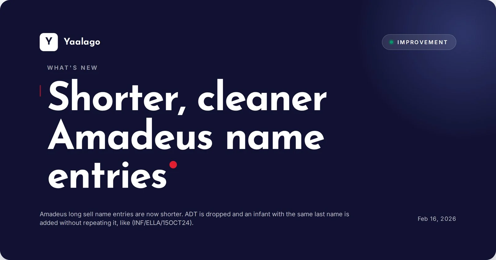 Shorter, cleaner Amadeus name entries