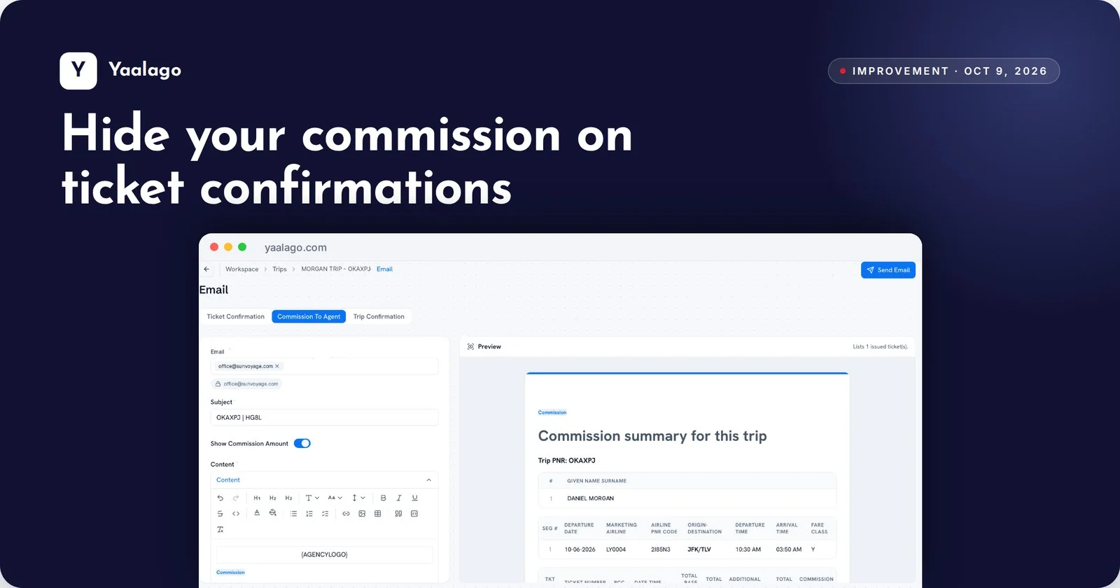 Hide your commission on ticket confirmations