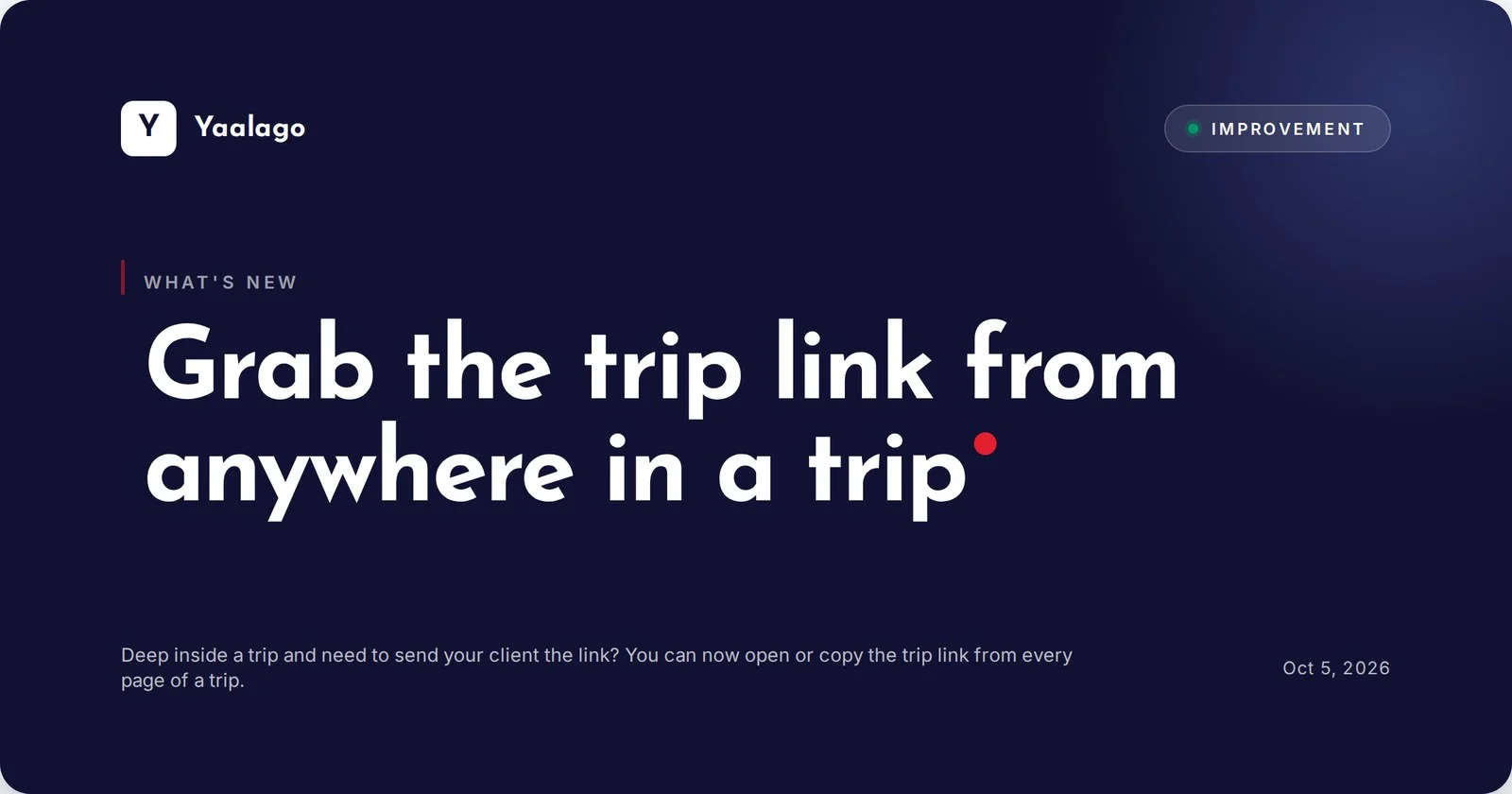 Grab the trip link from anywhere in a trip