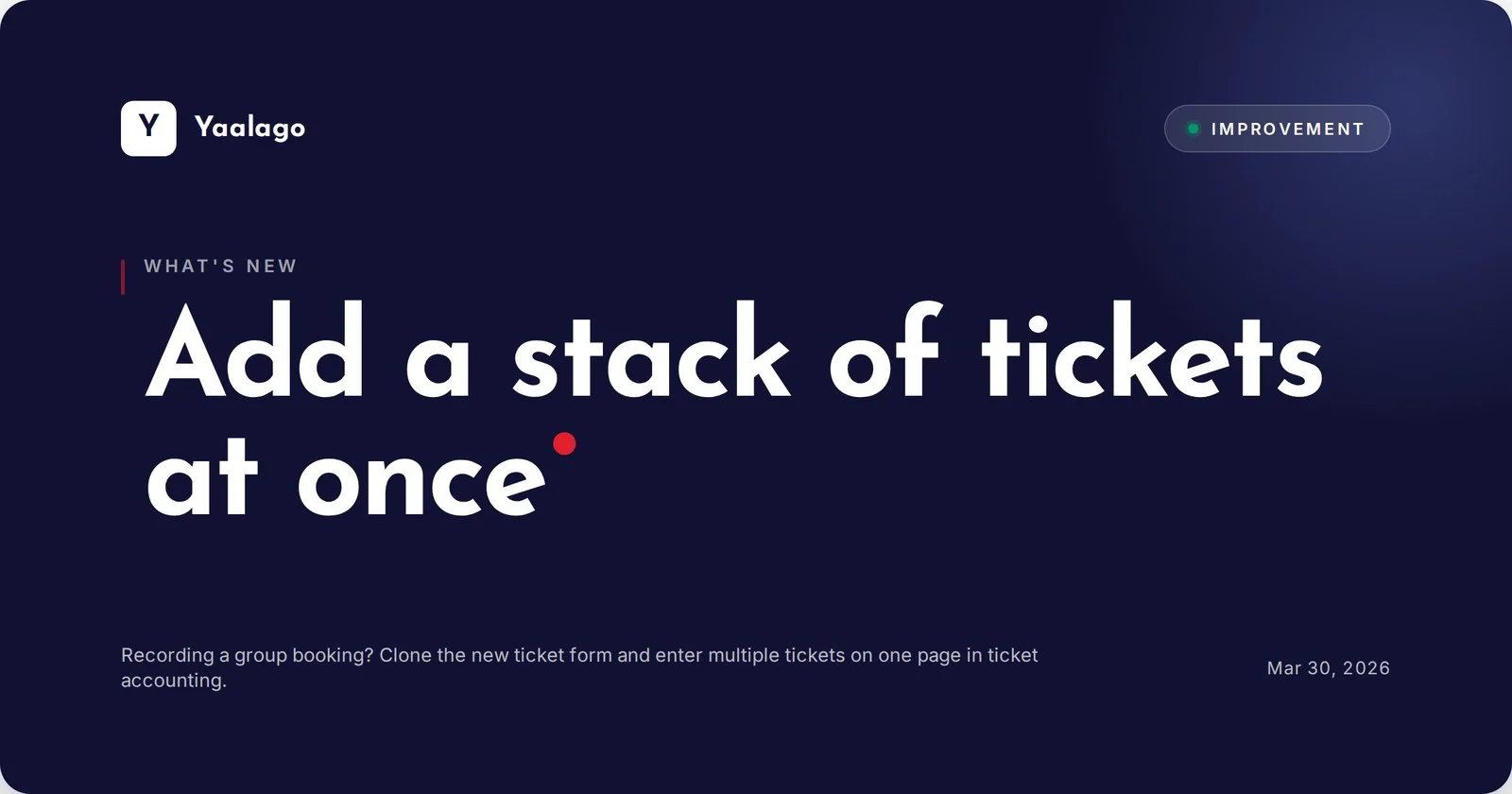 Add a stack of tickets at once