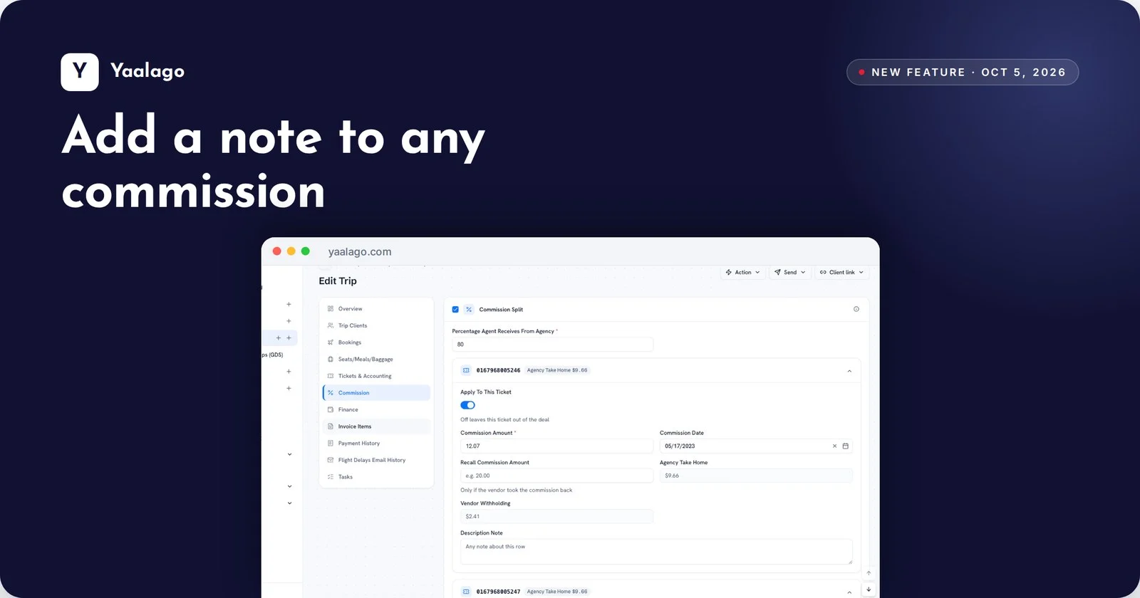 Add a note to any commission