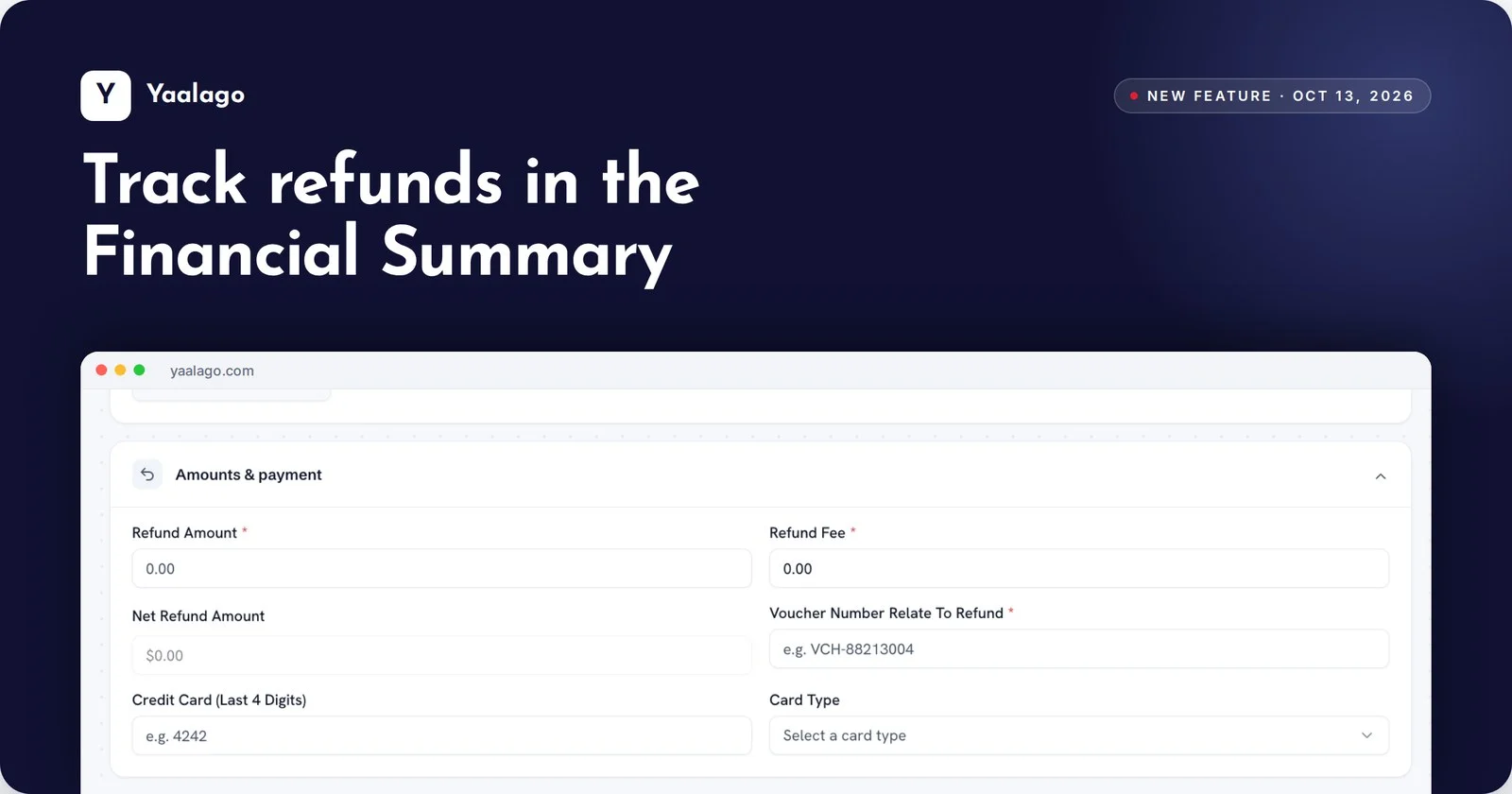 Track refunds in the Financial Summary