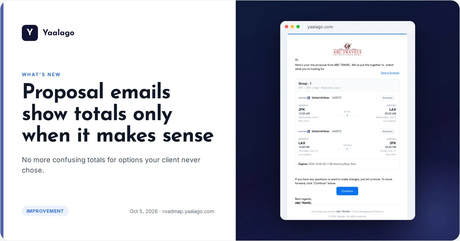 Proposal emails show totals only when it makes sense