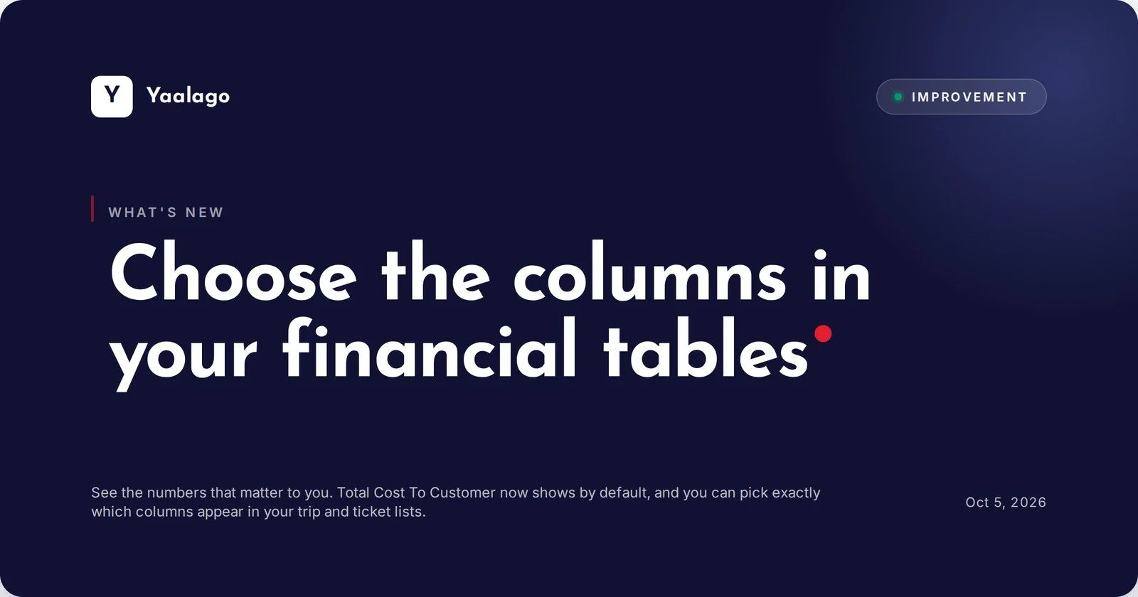 Choose the columns in your financial tables