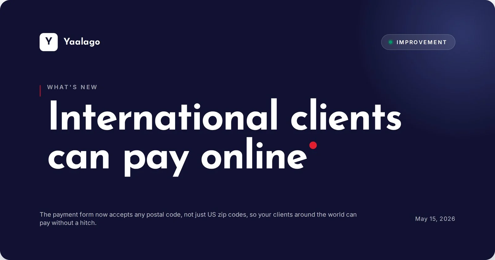 International clients can pay online