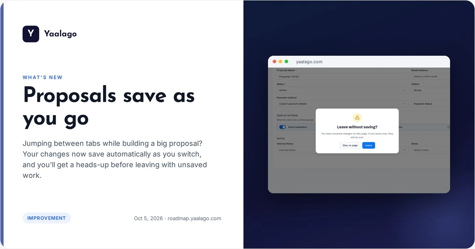 Proposals save as you go