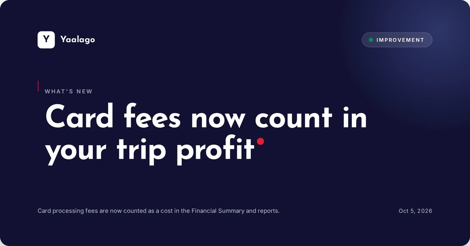 Card fees now count in your trip profit