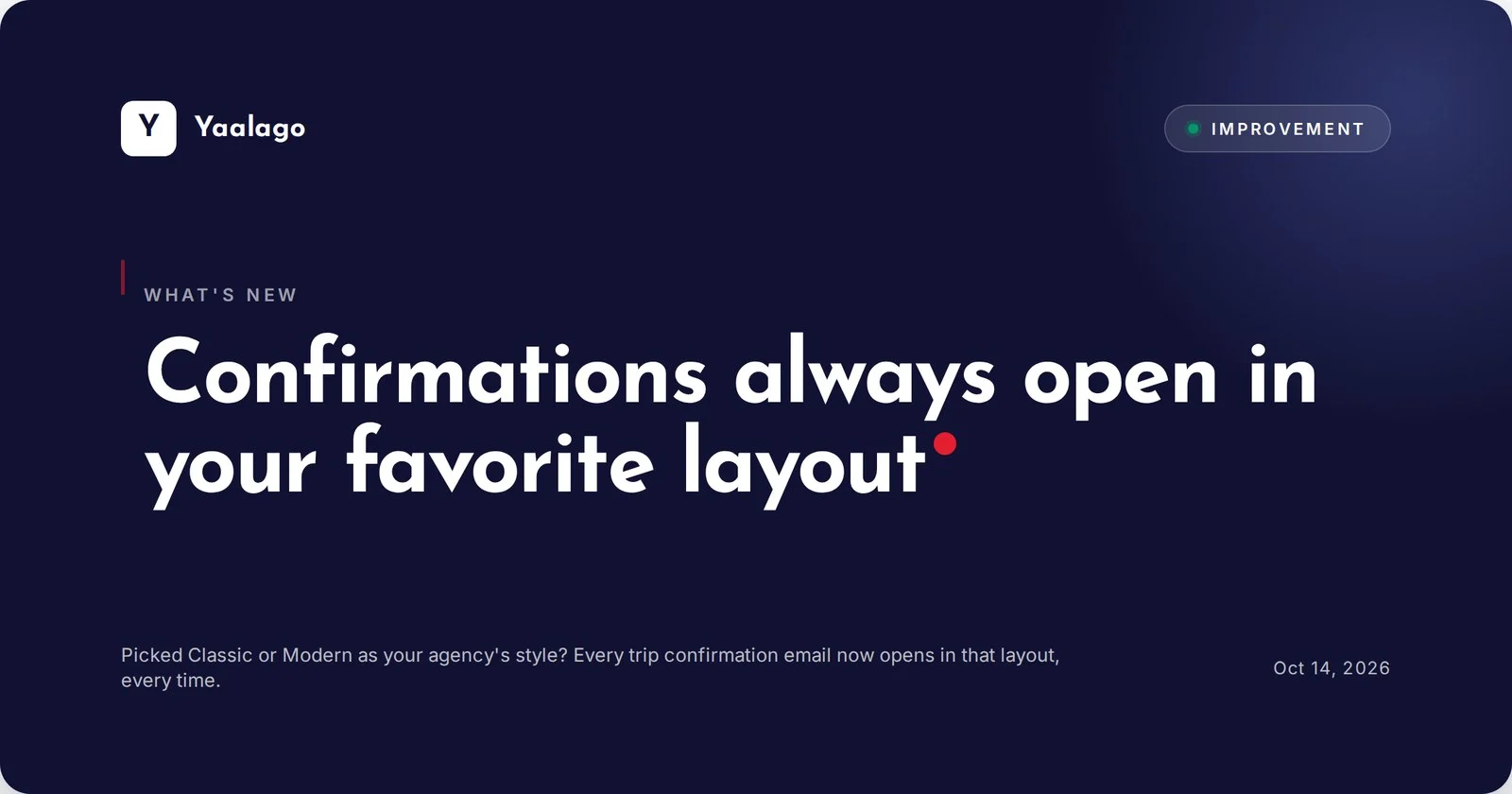Confirmations always open in your favorite layout