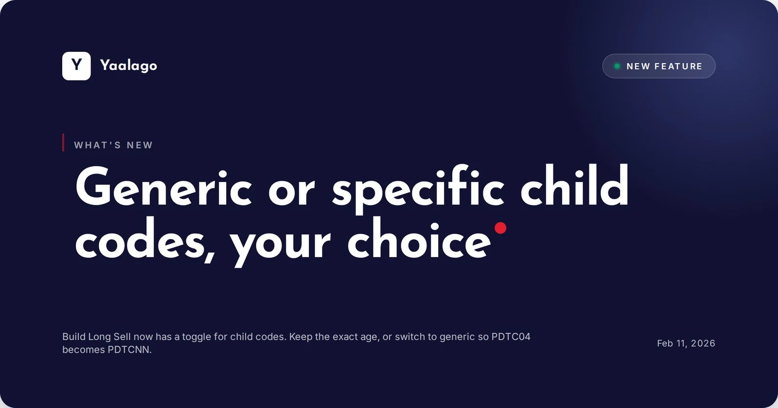 Generic or specific child codes, your choice