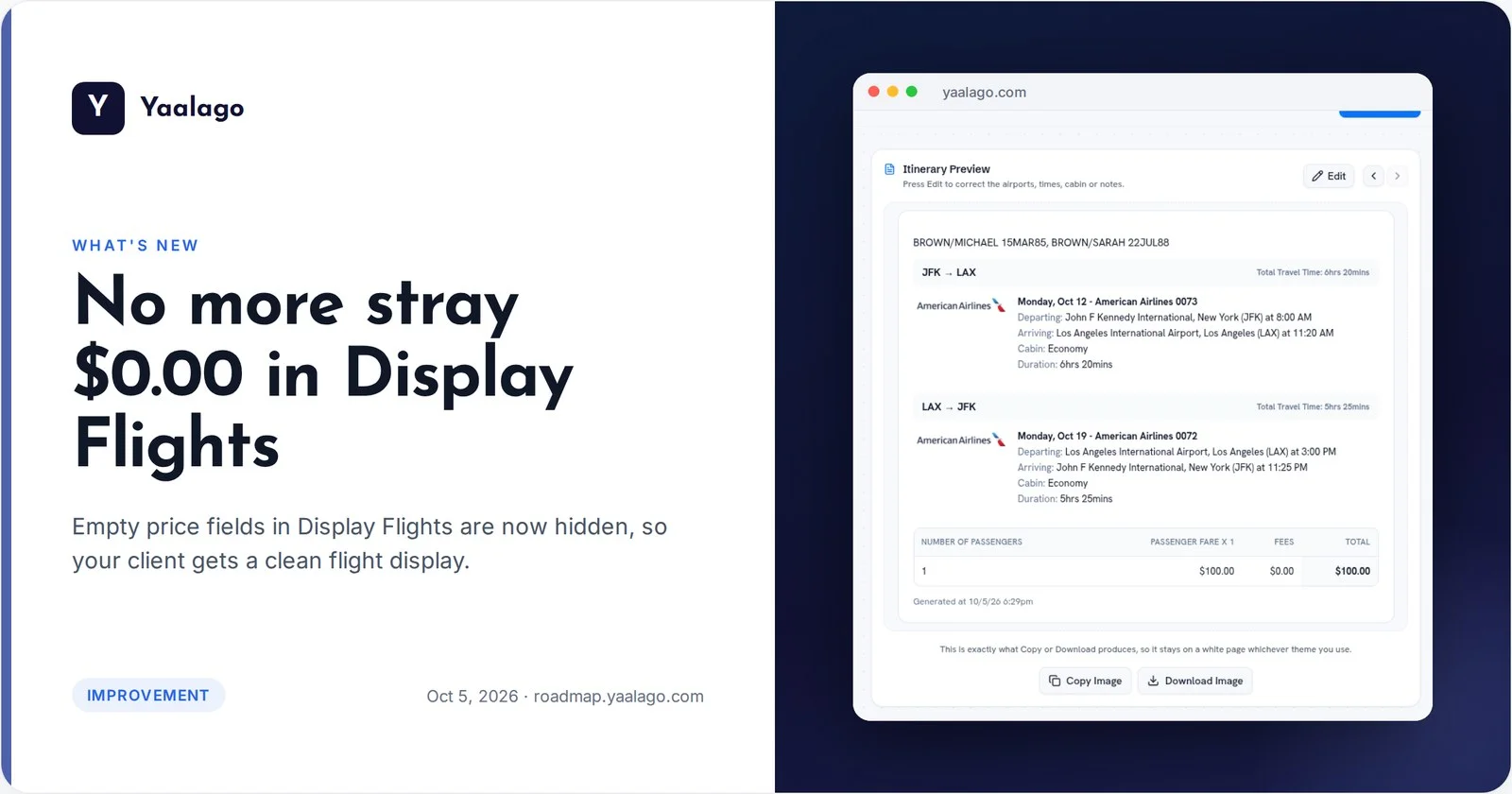 No more stray $0.00 in Display Flights
