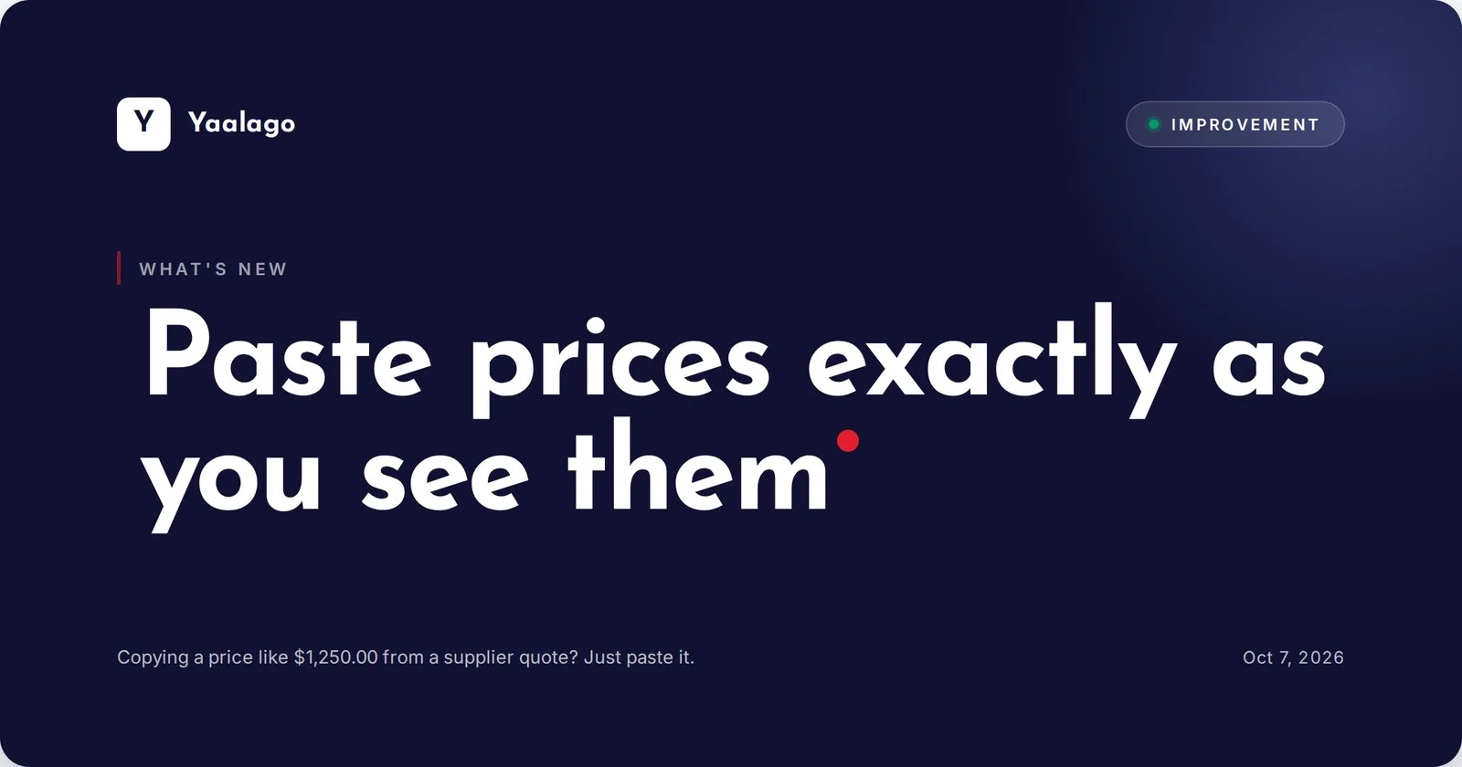 Paste prices exactly as you see them