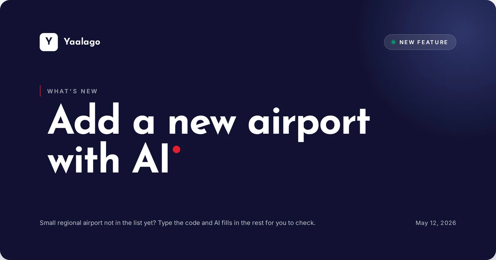 Add a new airport with AI